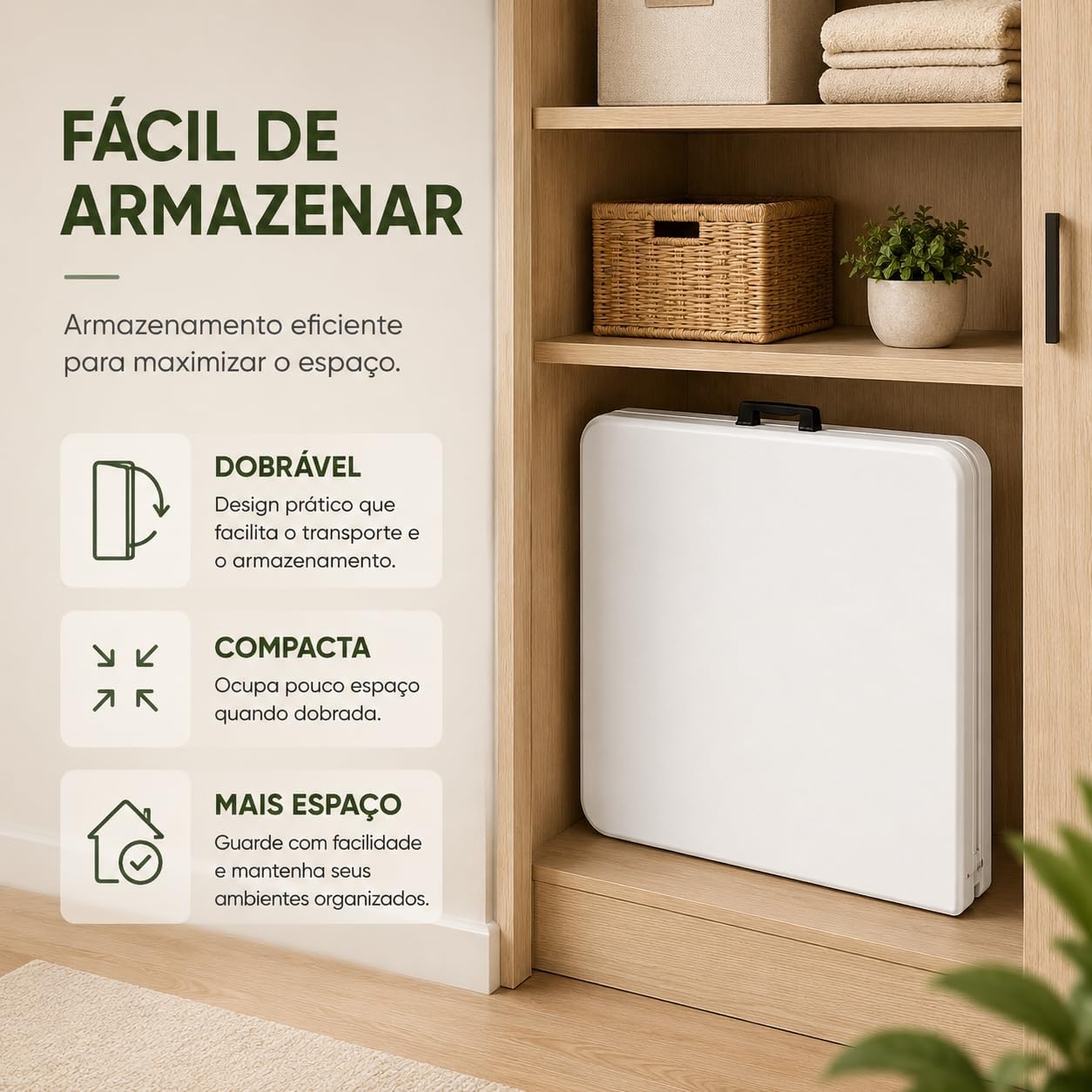 Mesa dobrável em uso